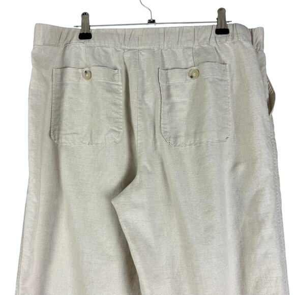 Liz Claiborne Pants Women Petite Sze PM Ivory Cream Wide Leg Cropped Linen Blend - Picture 5 of 11